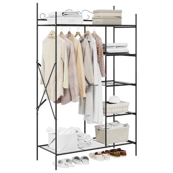 vidaXL Open Wardrobe with Shelf Black 104.5 x 45 x 172 cm Steel