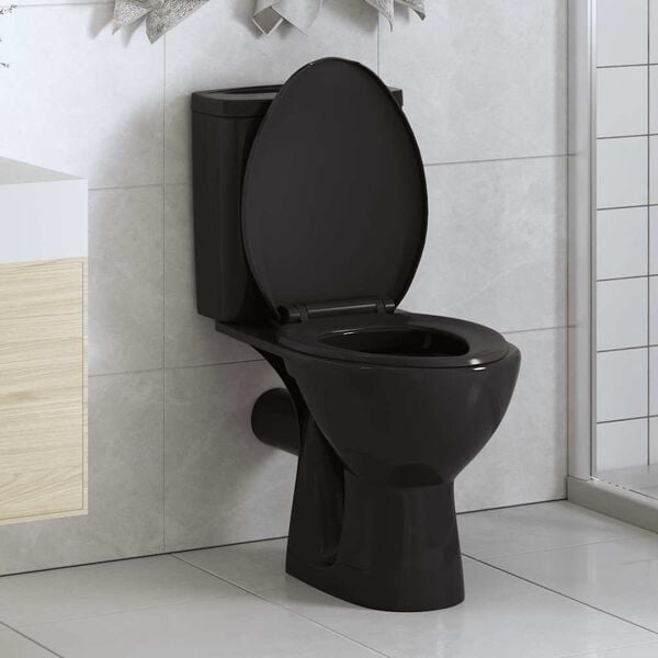 vidaXL Soft-close Toilet Seat with Quick-release Design Black