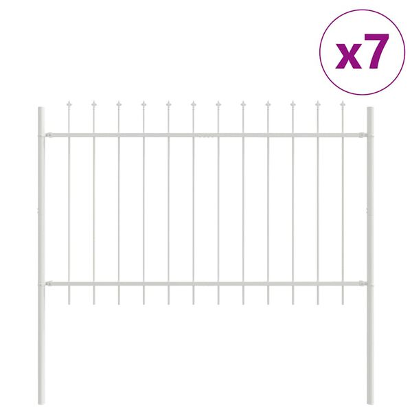 vidaXL Garden Fence 7 pcs White 11.9 x 0.8 m Powder-coated Steel