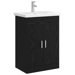 vidaXL Bathroom Furniture Set Black Oak 61 x 40 x 84.5 cm