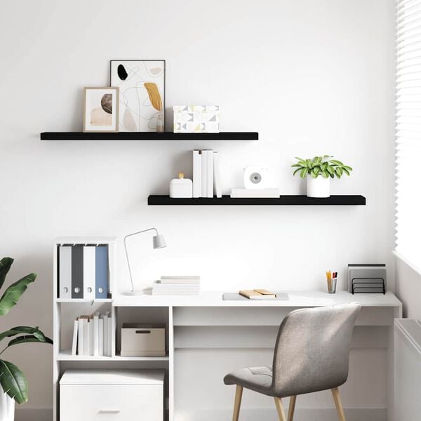 vidaXL Floating Wall Shelves 2 pcs Black 120x23.5x3.8 cm MDF