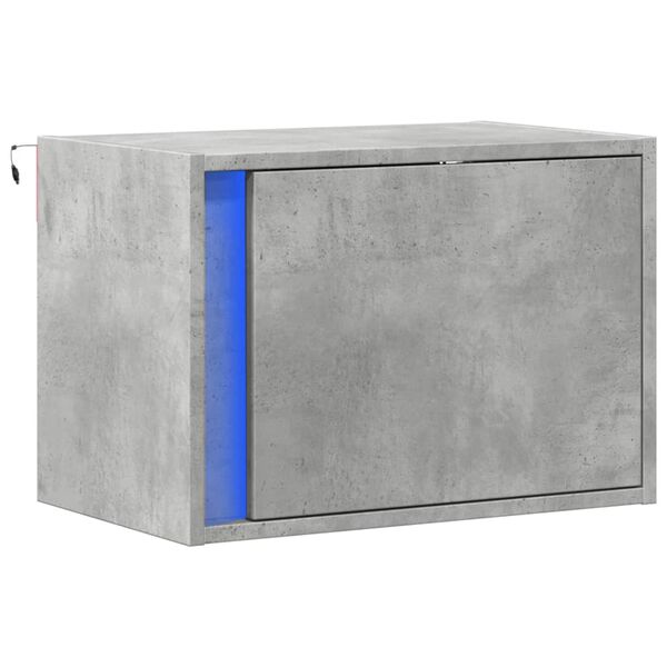 vidaXL Wall-mounted Bedside Cabinet with LED Lights Concrete Oak
