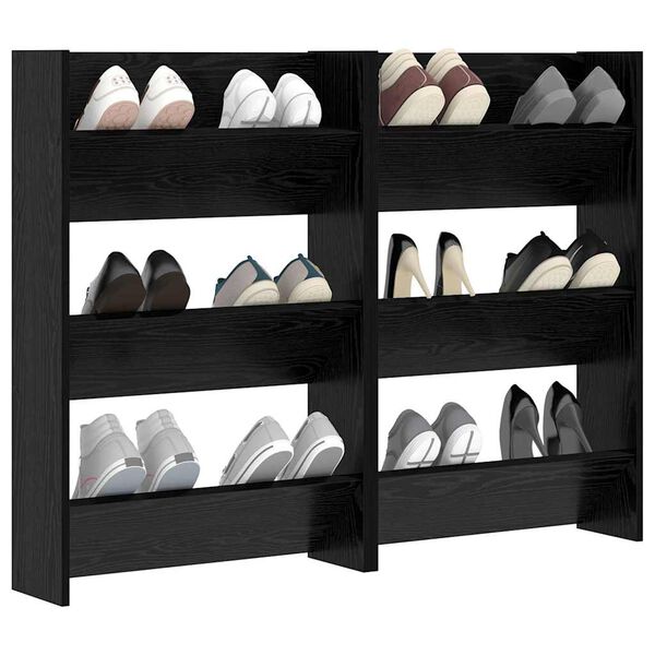 vidaXL Shoe Cabinet 2 pcs Black Oak 60 x 18 x 90 cm Engineered Wood