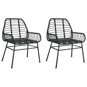 vidaXL Garden Chairs 2 pcs Black Poly Rattan