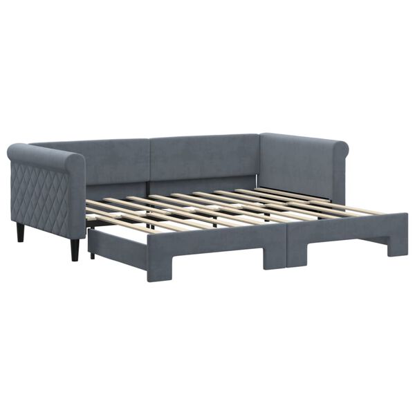 vidaXL Daybed with Trundle without Mattress Dark Grey 90x190 cm Single