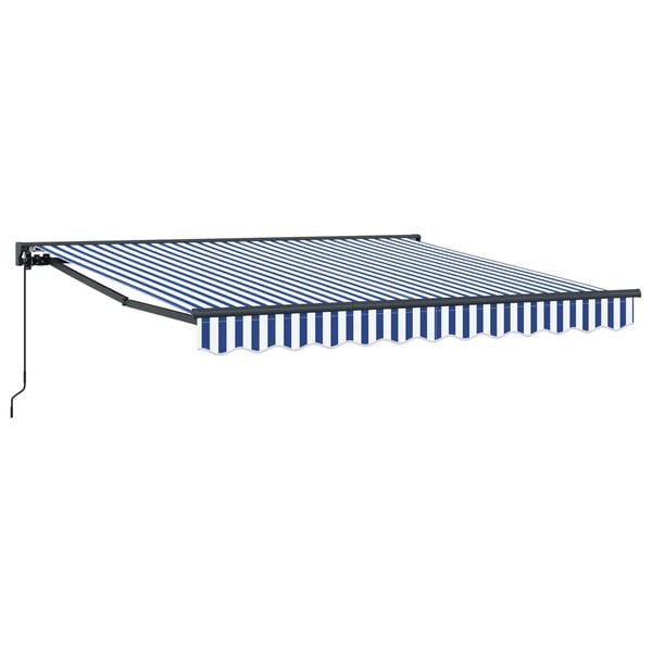 vidaXL Retractable Awning Manual Blue and White 350 x 250 cm