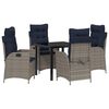 vidaXL Garden Dining Set 5 pcs Grey and Black Rattan