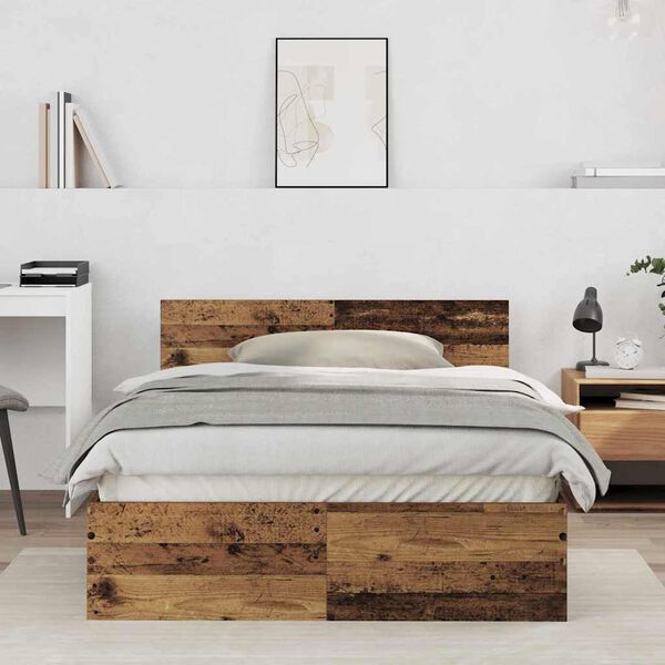 vidaXL Bed Frame Old Wood 193 x 125 x 70 cm Engineered Wood