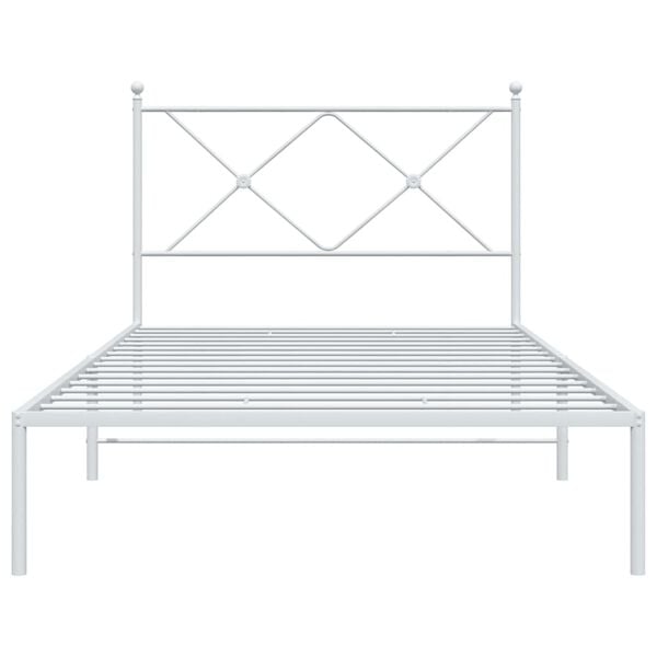 vidaXL Metal Bed Frame without Mattress with Headboard White 100x190cm