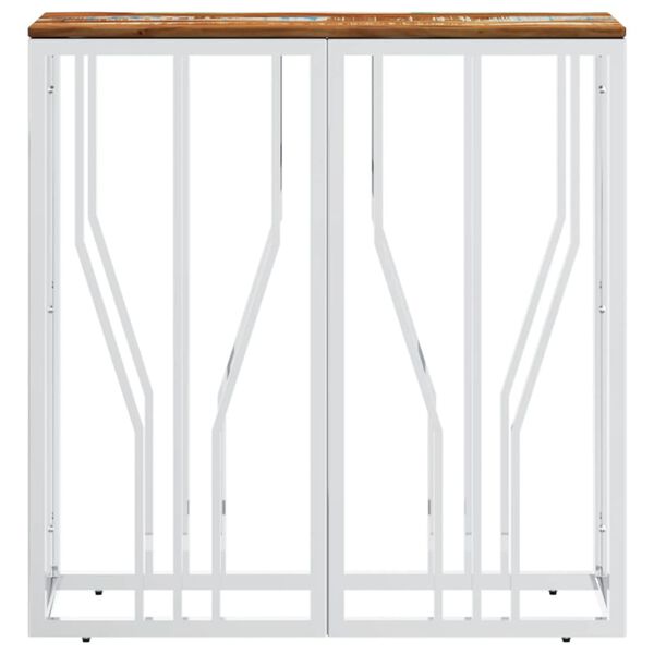 vidaXL Console Table Silver Stainless Steel and Solid Wood Reclaimed
