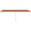 vidaXL Manual Retractable Awning with LED 600x300 cm Orange and Brown