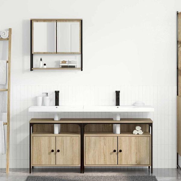 vidaXL Bathroom Furniture Set with Shelf 3 pcs Brown 80 x 30 x 60 cm