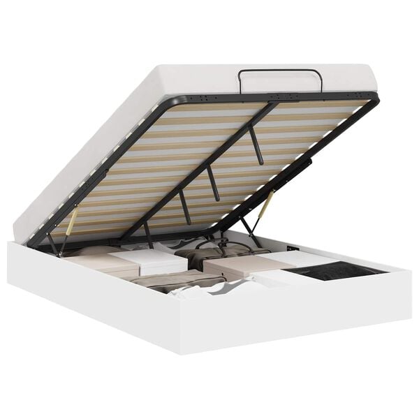 vidaXL Ottoman Bed Frame White 203 x 140 x 25 cm Engineered Wood