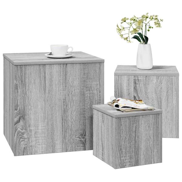 vidaXL Side Tables 3 pcs Grey Sonoma Engineered Wood