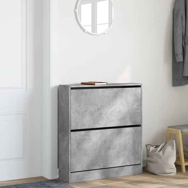vidaXL Shoe Cabinet Concrete Grey 80x21x87.5 cm Engineered Wood