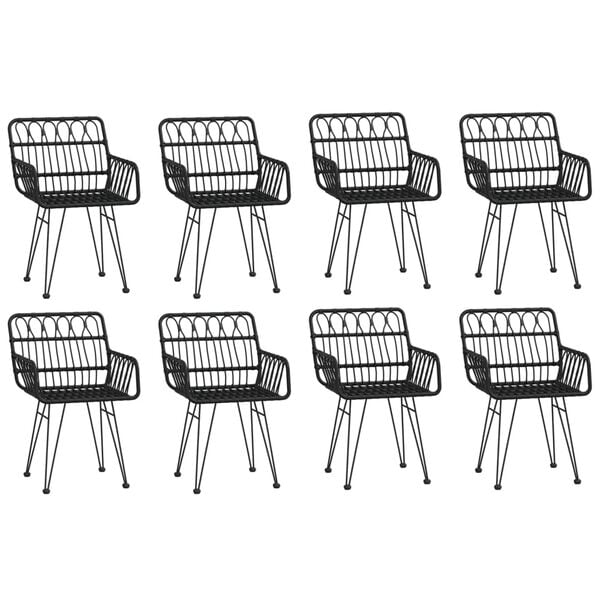 vidaXL 9 Piece Garden Dining Set Black Poly Rattan