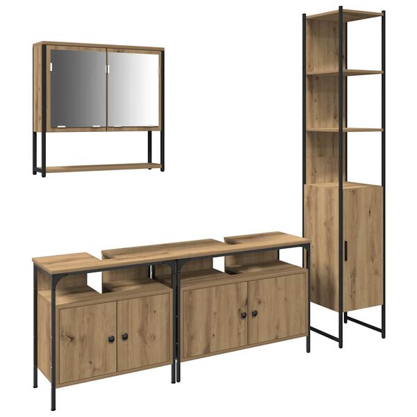 vidaXL Bathroom Furniture Set 4 pcs Artisan oak Engineered wood