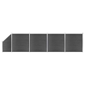 vidaXL Fence Panel Set WPC 792x(105-186) cm Black
