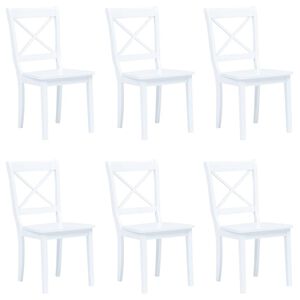 vidaXL Dining Chairs 6 pcs White Solid Rubber Wood