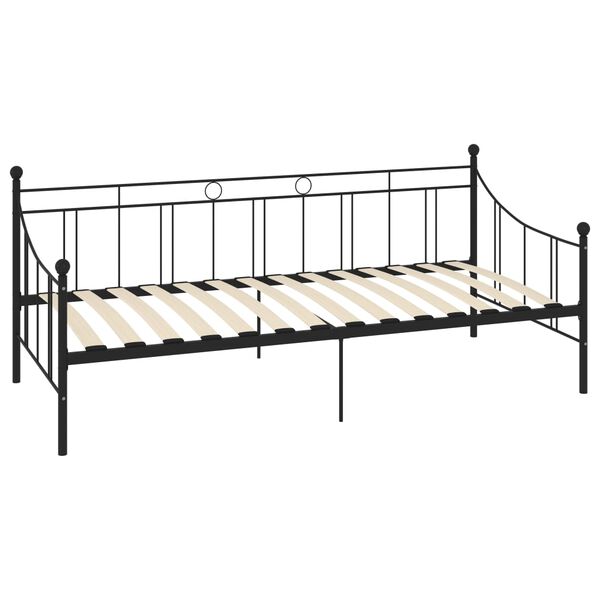 vidaXL DayBed Frame without Mattress Black Metal 90x200 cm