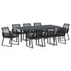 vidaXL Garden Dining Set 9 pcs Black Poly Rattan