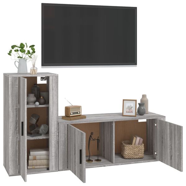 vidaXL 2 Piece TV Cabinet Set Grey Sonoma Engineered Wood