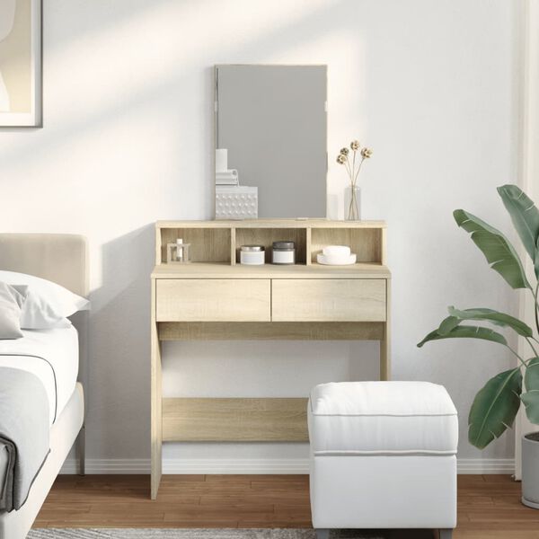 vidaXL Dressing Table with Mirror Sonoma Oak 80x41x144.5 cm