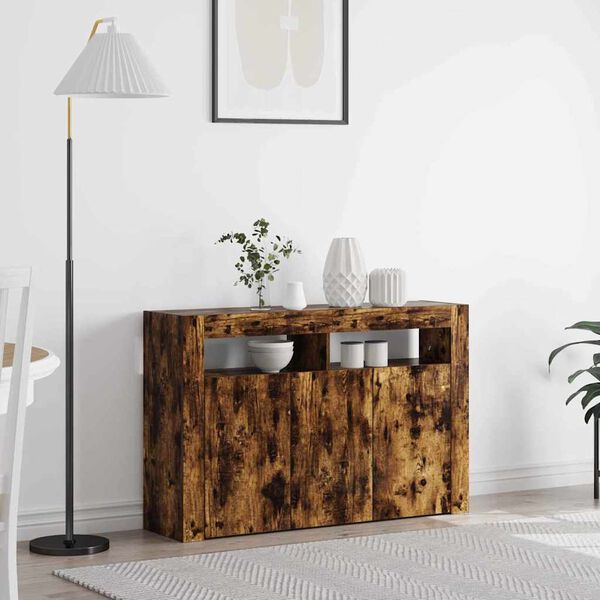 vidaXL Sideboard Smoked Oak 116 x 30 x 75 cm Engineered Wood