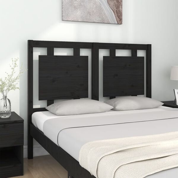 vidaXL Bed Headboard Black 125.5x4x100 cm Solid Pine Wood