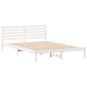 vidaXL Bed Frame with Headboard White 160 x 210 cm Solid Pine Wood