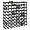 vidaXL Wine Rack for 72 Bottles Black Solid Pine Wood