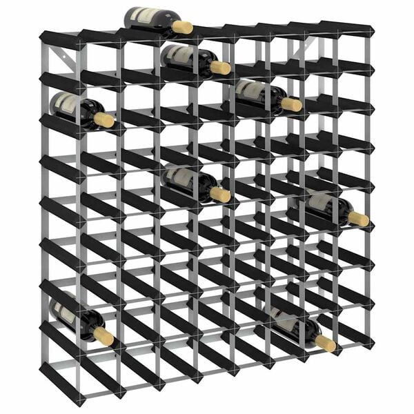 vidaXL Wine Rack for 72 Bottles Black Solid Pine Wood