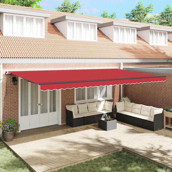 vidaXL Retractable Awning Manual Red 600 x 350 cm Polyester and Steel