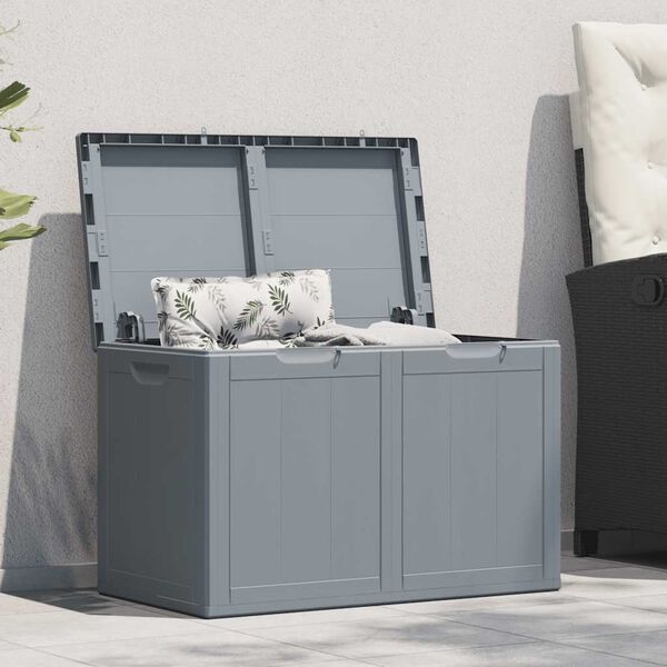vidaXL Garden Storage Box 180L Grey PP Wood Look