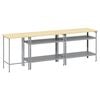 vidaXL Work Bench Set with Shelf with Storage 3 pcs Grey Steel