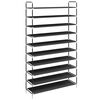 vidaXL Shoe Rack with 10 Shelves Metal and Non-woven Fabric Black