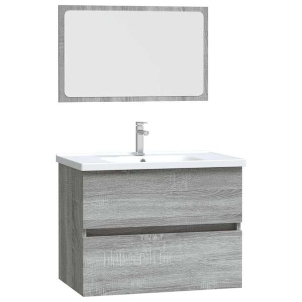 vidaXL 2 Piece Bathroom Furniture Set Grey Sonoma Engineered Wood