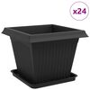 vidaXL Plant Pots 24 pcs Black 43 x 43 x 33.5 cm Plastic