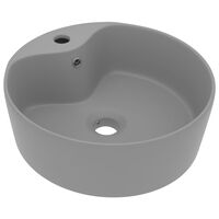 vidaXL Luxury Wash Basin with Overflow Matt Light Grey 36x13 cm Ceramic