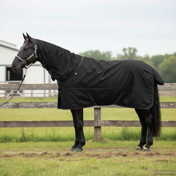 vidaXL Horse Blanket Full Black 105 cm Polyester