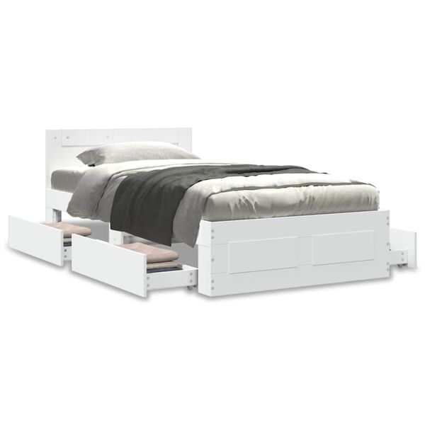 vidaXL Bed Frame with Headboard without Mattress White 90x200 cm