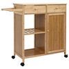 vidaXL Kitchen Trolley with Wheels Natural 90.5 x 36 x 86.5 cm Bamboo