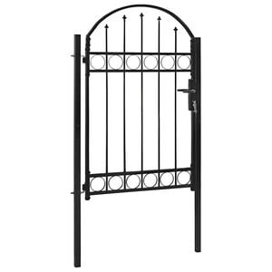 vidaXL Fence Gate ASSEN with Arched Top Steel 102x150 cm Black