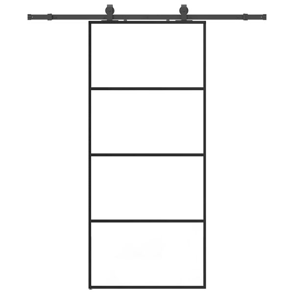 vidaXL Sliding Door with Hardware Set Black 90x205 cm ESG Glass