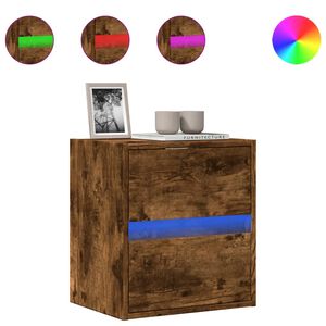 vidaXL TV Wall Cabinet with LED Lights Smoked Oak 41x31x45 cm