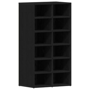 vidaXL Shoe Rack Black Oak 54x34x100.5 cm Engineered Wood