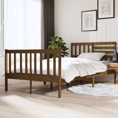 vidaXL Bed Frame Honey Brown 120x190 cm Small Double Solid Wood