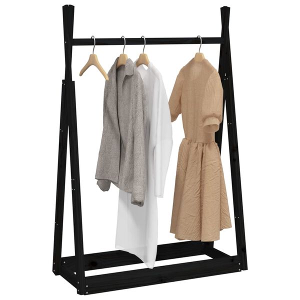 vidaXL Clothes Rack Black 100x45x150 cm Solid Wood Pine