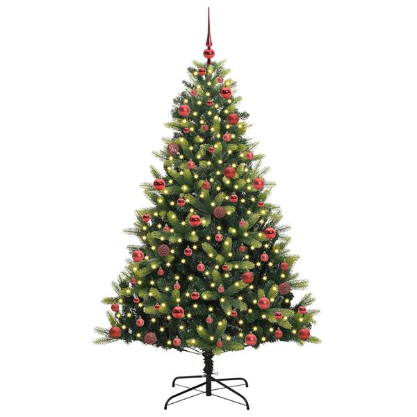 vidaXL Artificial Hinged Christmas Tree 300 LEDs Green 180 cm