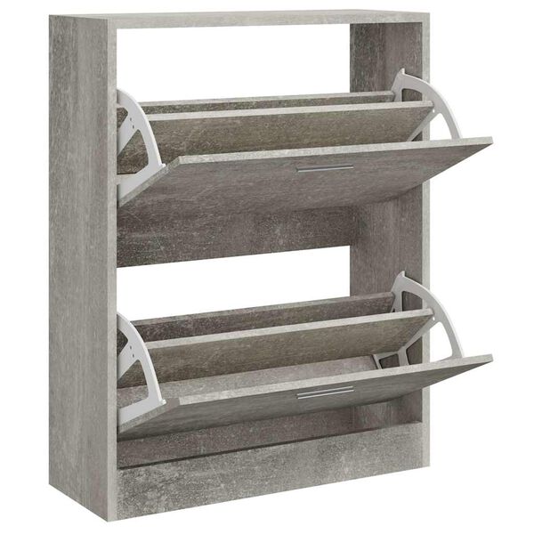 vidaXL Shoe Cabinet Concrete Grey 63x24x81 cm Engineered Wood